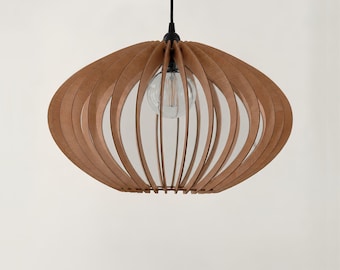 handmade wooden pendant light, living room, mid century ceiling lamp, natural wood, hanging light fixture