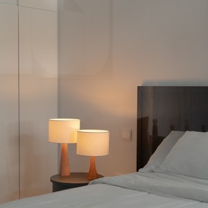 Sculptural Beauty: Handmade Beech Wood Table Lamp with Distorted Base for Unique Elegance image 9