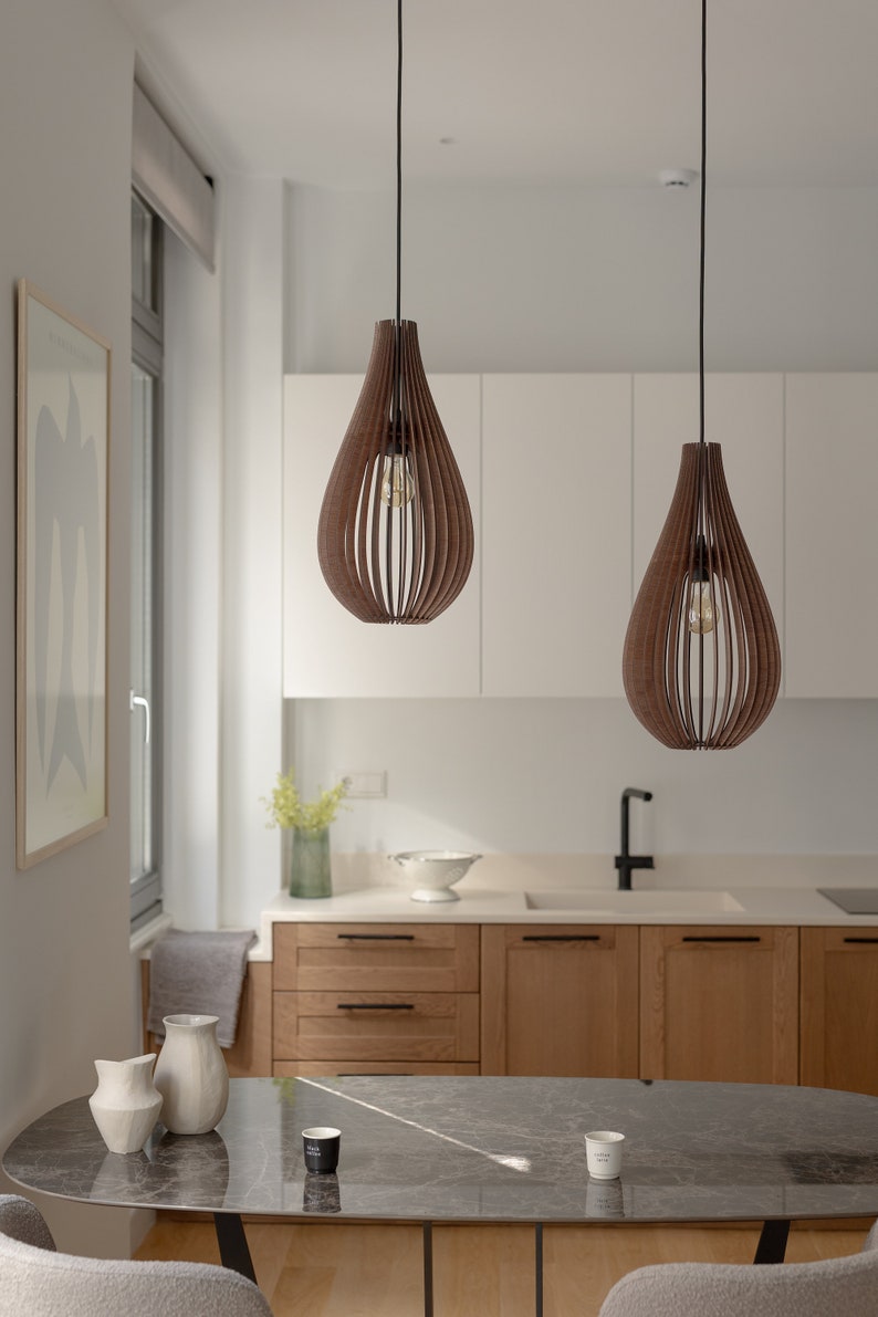 Sophisticated Simplicity: Mid-Century Modern Wooden Pendant Light Fixture Perfect for Every room Let Simplicity Inspire You image 2