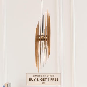 Pendant Wood Light, Wooden Ceiling Lamp, Light Fixture, Hanging Chandelier, Scandinavian Style, Modern Design, Kitchen Island