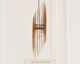 Lampada a sospensione in legno, lampada da soffitto in legno, lampadario, lampadario a sospensione, stile scandinavo, design moderno, isola da cucina
