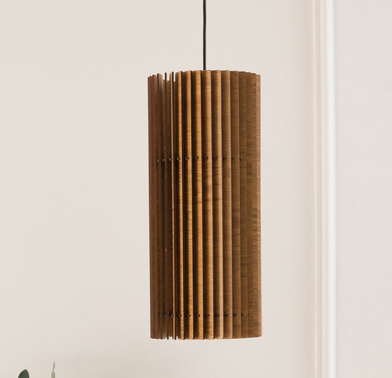 Wood Pendant Light Ceiling Light Fixture Hanging Lamp Mid Century