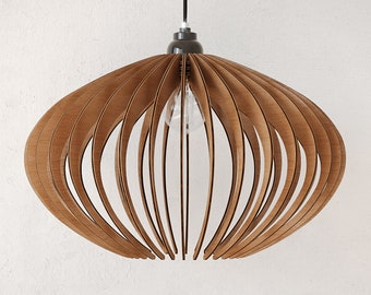Wood Pendant Light | Pendant Lighting | Modern Wood Chandelier | Hanging Lamp | Mid Century Modern Chandelier | Wooden Lampshade | Dezaart