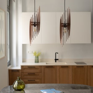 Vintage Charm: Mid-Century Modern Wooden Stalactite Pendant Light Fixture Timeless Elegance Inspired by Nature image 5