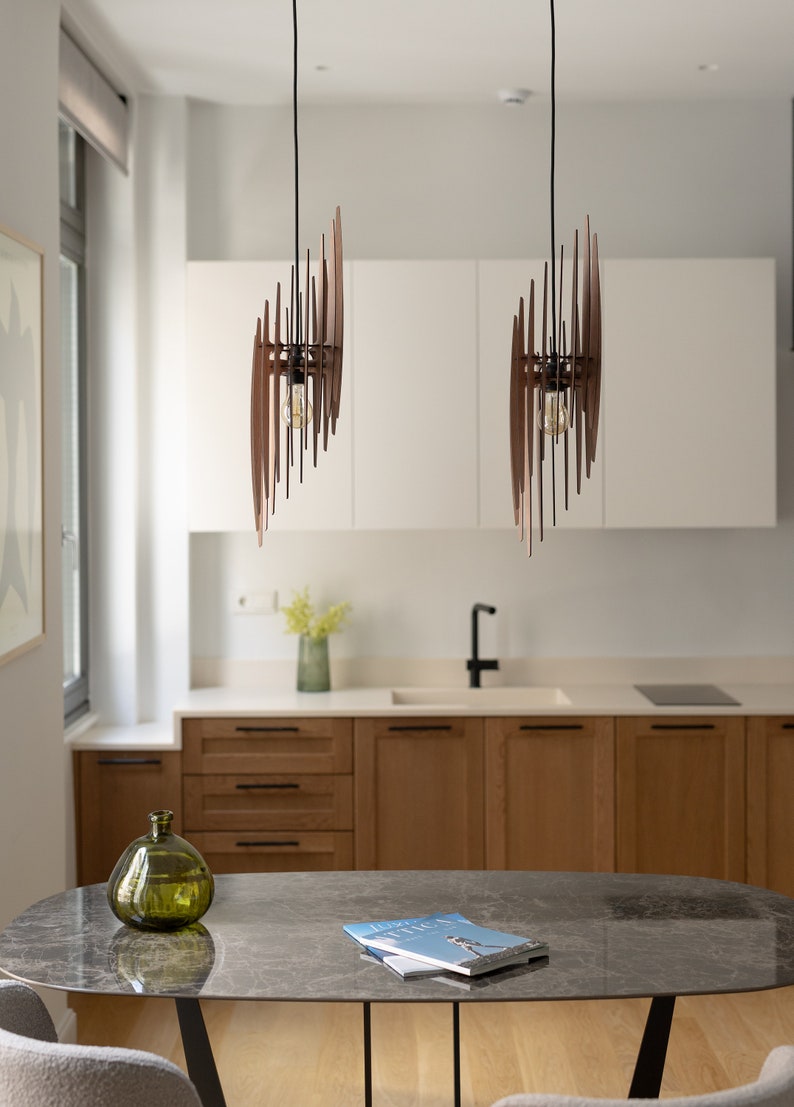 Vintage Charm: Mid-Century Modern Wooden Stalactite Pendant Light Fixture Timeless Elegance Inspired by Nature image 5