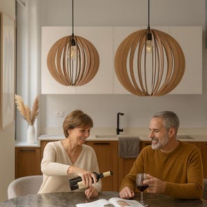 Handmade Wooden Pendant Light: Mid-Century Modern Scandinavian Lighting image 9
