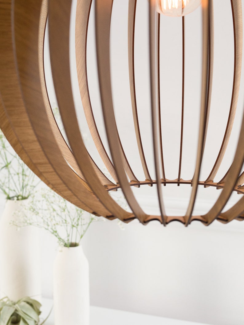 Scandinavian wood pendant light handmade by Dezaart image 4