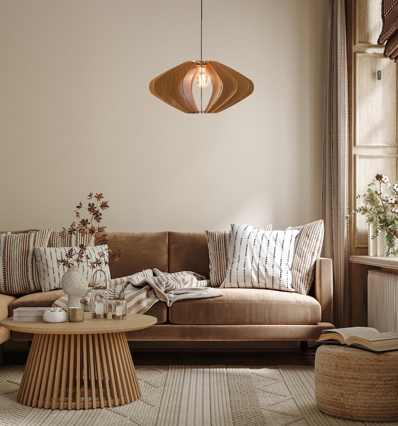 Mid-Century Wood Pendant Light Embrace Modern Elegance for Dining, Kitchen, or Bedroom Illumination from Dezaart. image 4
