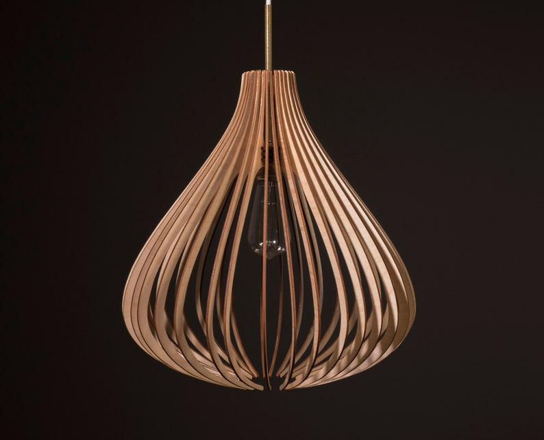 Fat Balloon Wood Lamp Wooden Shade Hanging Pendant Light Decorative Ceiling Modern