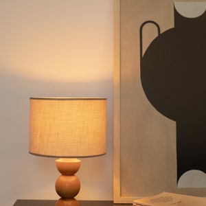 Artisanal Masterpiece: Handmade Beech Wood Table Lamp Featuring Elegant Spherical Elements with Natural Elegance and Warmth image 5