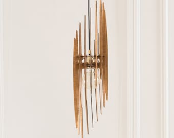 Wood Pendant Light | Mid Century Modern Chandelier | Modern Light Fixture | Hanging Lamp | Wooden Light Fixture | Modern Pendant Light