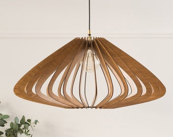 Dezaart Wood Pendant Light | Modern Pendant Light | Wood Chandelier Lighting | Wooden Light Fixture | Ceiling Light | Wooden Lampshade