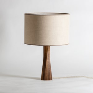 Desk Table Light, Wood Bedside Lamp, Bedroom Light, Tablelamp, Wood Lamp, Rustic Design, Handcrafted Base, Modern Style