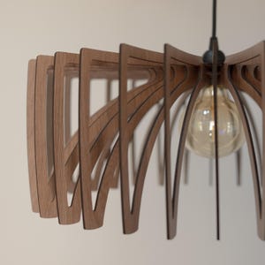 Wood Light Fixture, Pendant Lamp, Wooden Lampshade, Nordic Design, Ceiling Light, Mid Century Modern, Kitchen Island, Natural Wood image 9