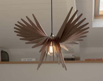 Bird Wooden Pendant Light: Handmade Mid-Century Modern Chandelier