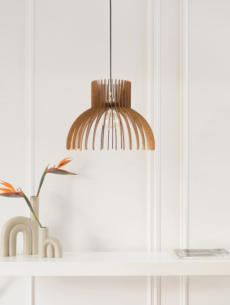 Artisan-Crafted Wooden Hanging Light Rustic Appeal, Warm Illumination, Design for Contemporary Interiors. Elevate with Natural Beauty. image 1