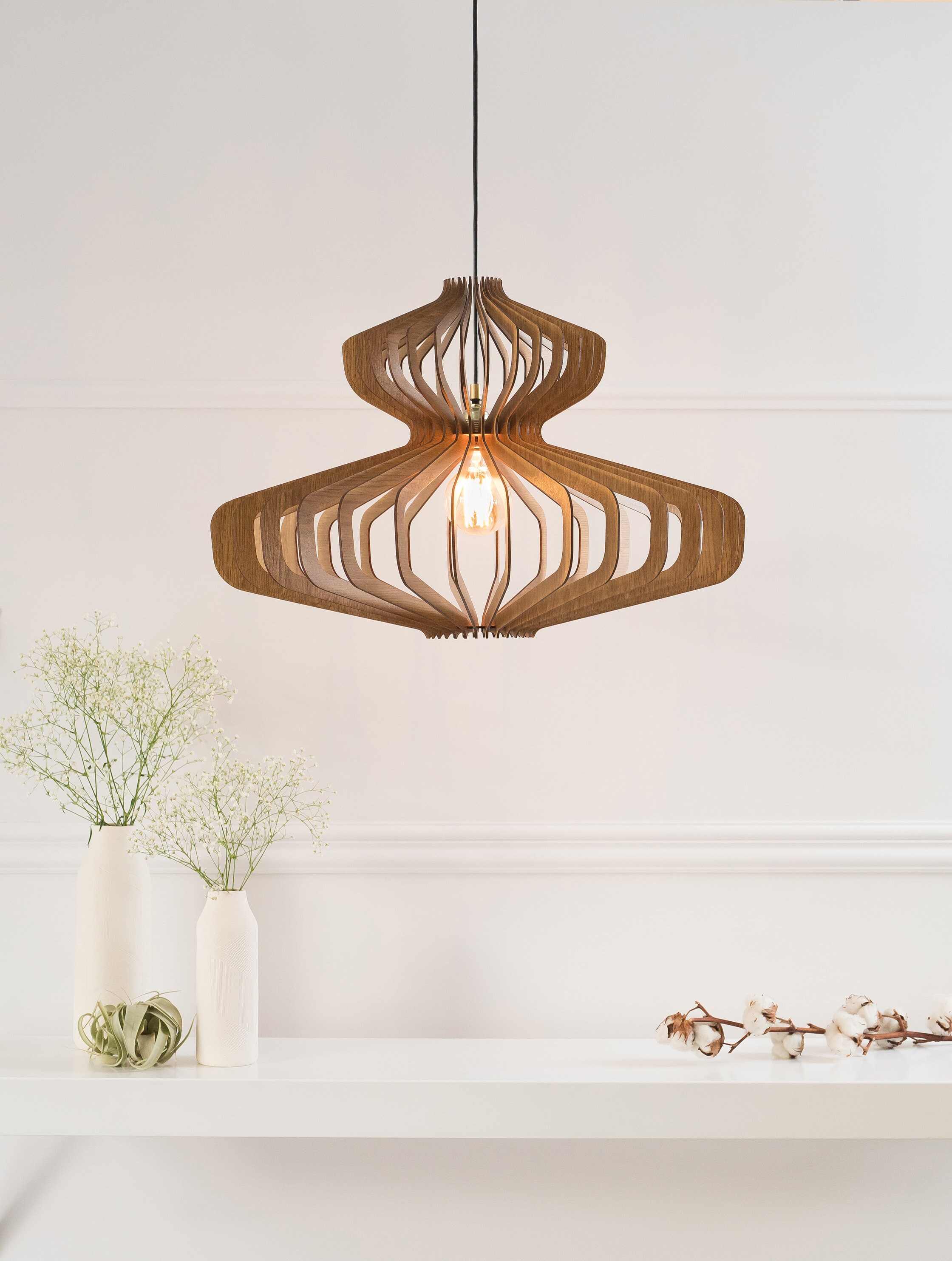 Suspension en Bois | Lampe d'éclairage de Lustre Plafonnier Lustre Dezaart Suspension Bois