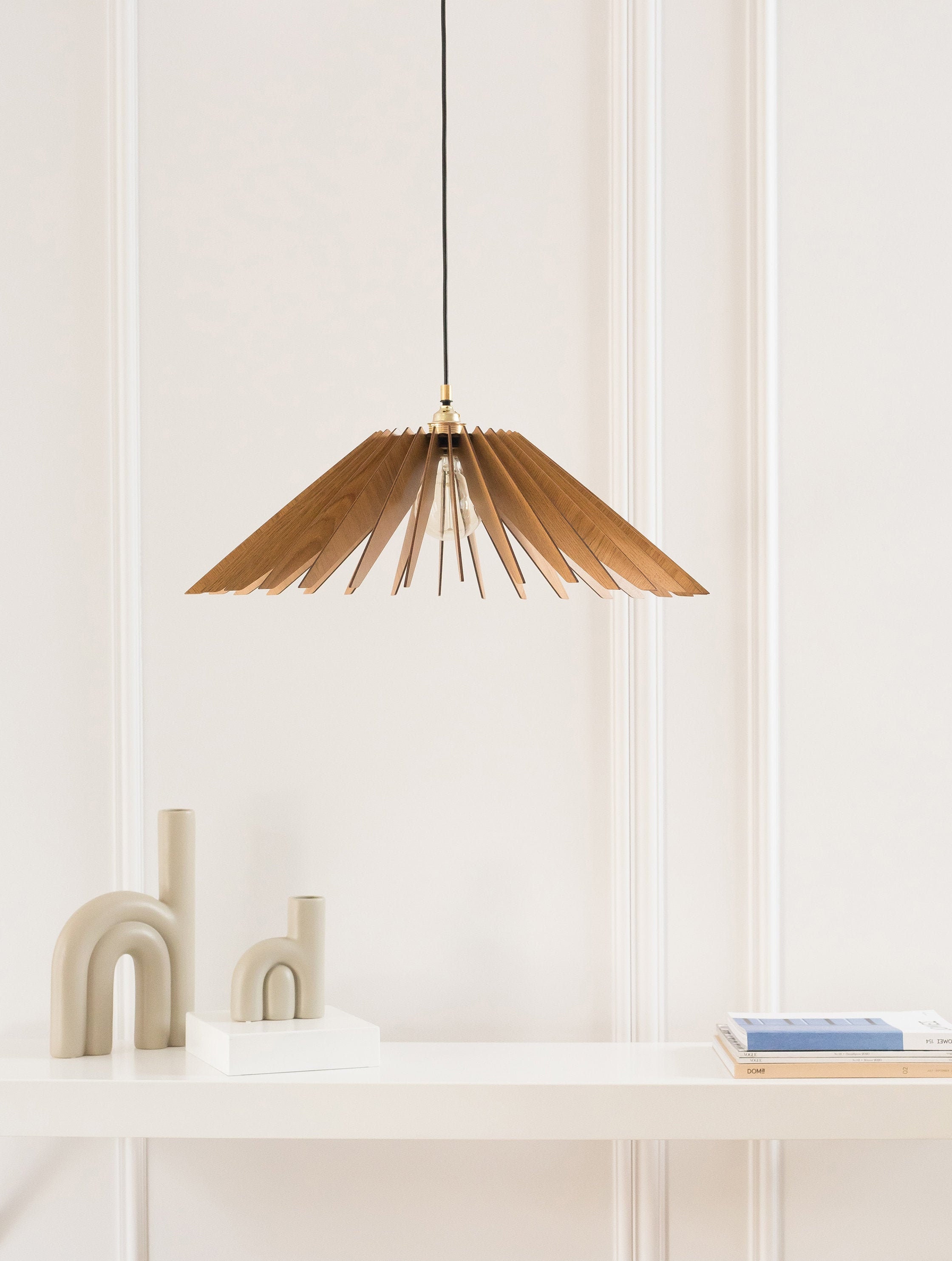 Lustre en Bois Dezaart | d'éclairage Suspendu Suspension Lustre Moderne Luminaire Du Milieu Siècle