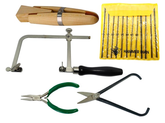 Mekki's Jewelry Making Kit Sawing Holding Saw Frame Blades Shear Pliers &  Ring Clamp Set 