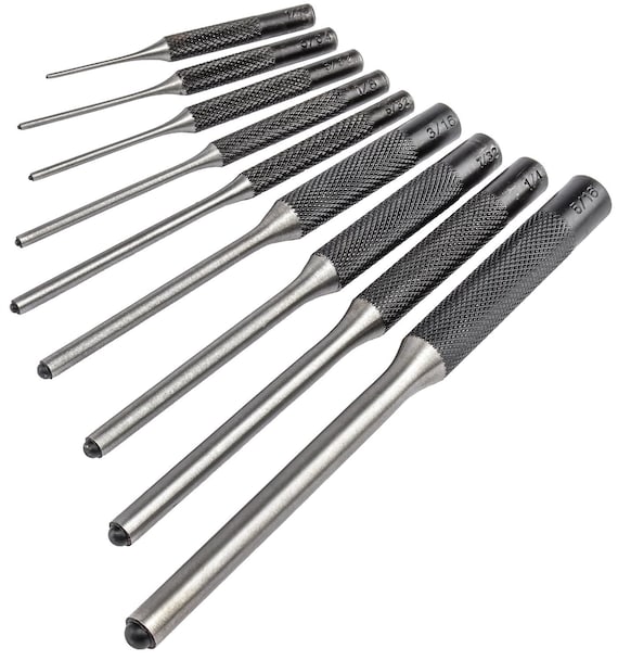 9 Pcs Roll Pin Punch Set Steel Punches Hand Pin Removing Tool with Carrying  Case for