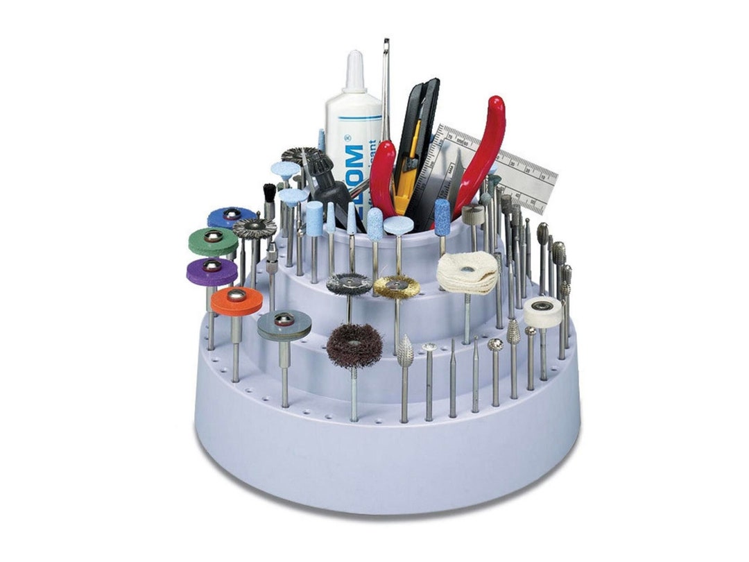 Rotating Rotary Tool & Bur Block Holder Dentist Jeweler Woodworker