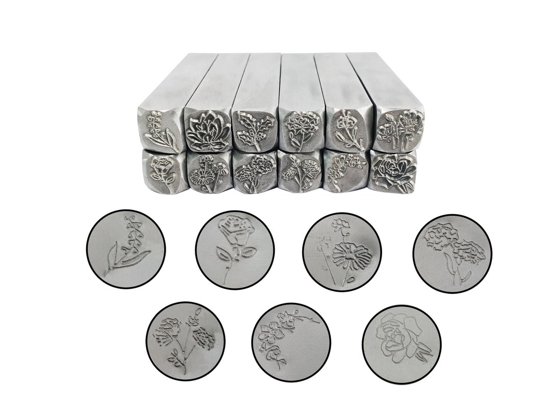New Birth Flowers Signature Stamps Set Metal Design Stamp Birth Month Flower Stamp Set Birth