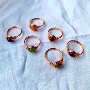 Gemstone Copper Wire Ring