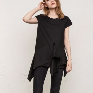 Black asymmetrical blouse / Black shirt / Black blouse / Formal blouse / Avantgarde blouse / Black party top / Black party blouse