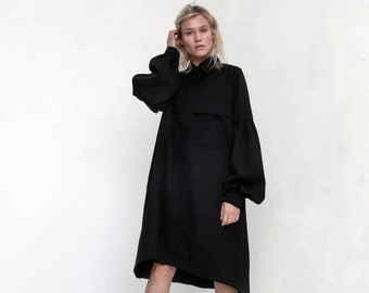 Black shirtdress | Black midi dress | Black asymmetrical dress | Black evening dress | Little black dress | Black tunic | Black shirt