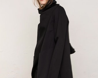 Minimalist long wool coat  / Elegant wool coat women / Autumn jacket / Oversized jacket / Gothic coat