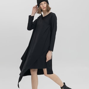 Asymmetrical Dress | Unique Dress | Black Dress | Winter Dress | Gothic Dress | Extravagant Tunic | Wool Dress