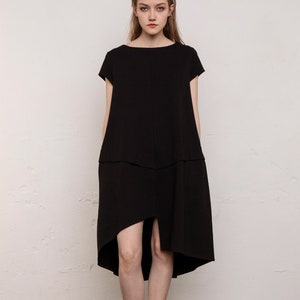 Black dress / Dress / Cotton dress / Summer dress / Sundress / Mini dress / Short dress / Party dress / Tunic / Asymmetrical dress