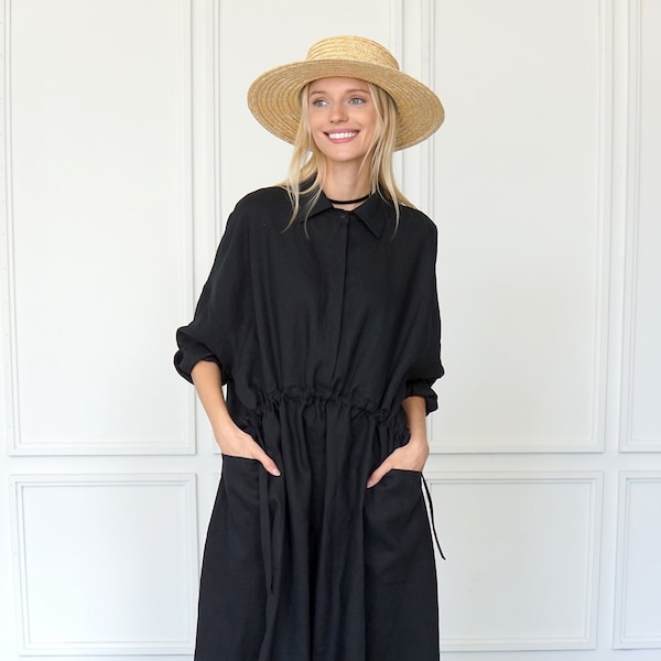 Linen Shirt Dress Etsy