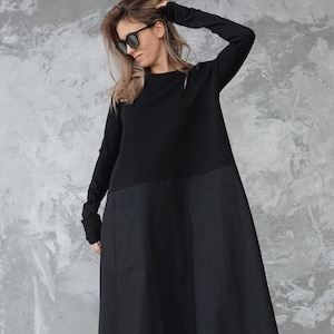 Black Midi Dress Black Shirtdress Black Maxi Dress Black Formal Dress ...
