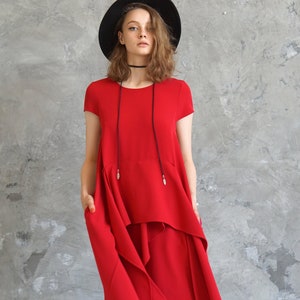 Valentine&#39;s day dress / Evening gown / Evening red dress / Wedding guest dress / Prom dress / Midi dress / Party dress /