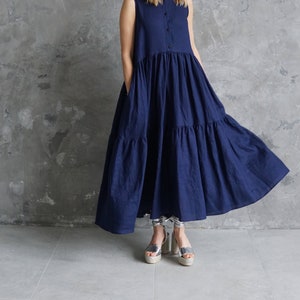 Long Linen Dress / Maxi Dress Blue / Blue Linen Dress / Linen Maxi Dress / Linen Summer Dress