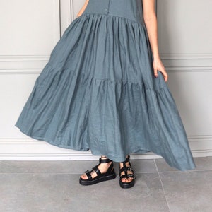 Long Linen Dress / Maxi Dress Blue / Blue Linen Dress / Linen Maxi Dress / Linen Summer Dress image 2