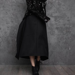 Black midi skirt | Black pleated skirt | Black evening skirt |