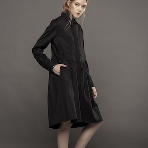 Wool Winter Dress / Formal Dress/ Black Dress / Shirt Dress / Aesthetic Clothing / Black Midi Dress / Plus Size Tunic / Goth Dress image 1