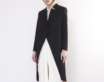 Frock coat / Wool coat / Coat women / Long coat / Black coat / Minimalist / Elegant coat / Wool fabric / Winter coat / Unisex / Plus size