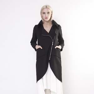 Frock coat / Wool coat / Coat women / Long coat / Black coat / Minimalist / Elegant coat / Wool fabric / Winter coat / Unisex / Plus size image 1