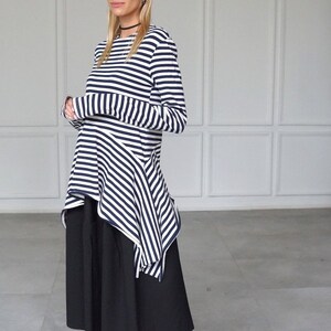 Ribbed jersey top, Striped cotton top, Long sleeve cotton top, Striped long top, Long sleeve striped tshirt, Long jersey top. image 8