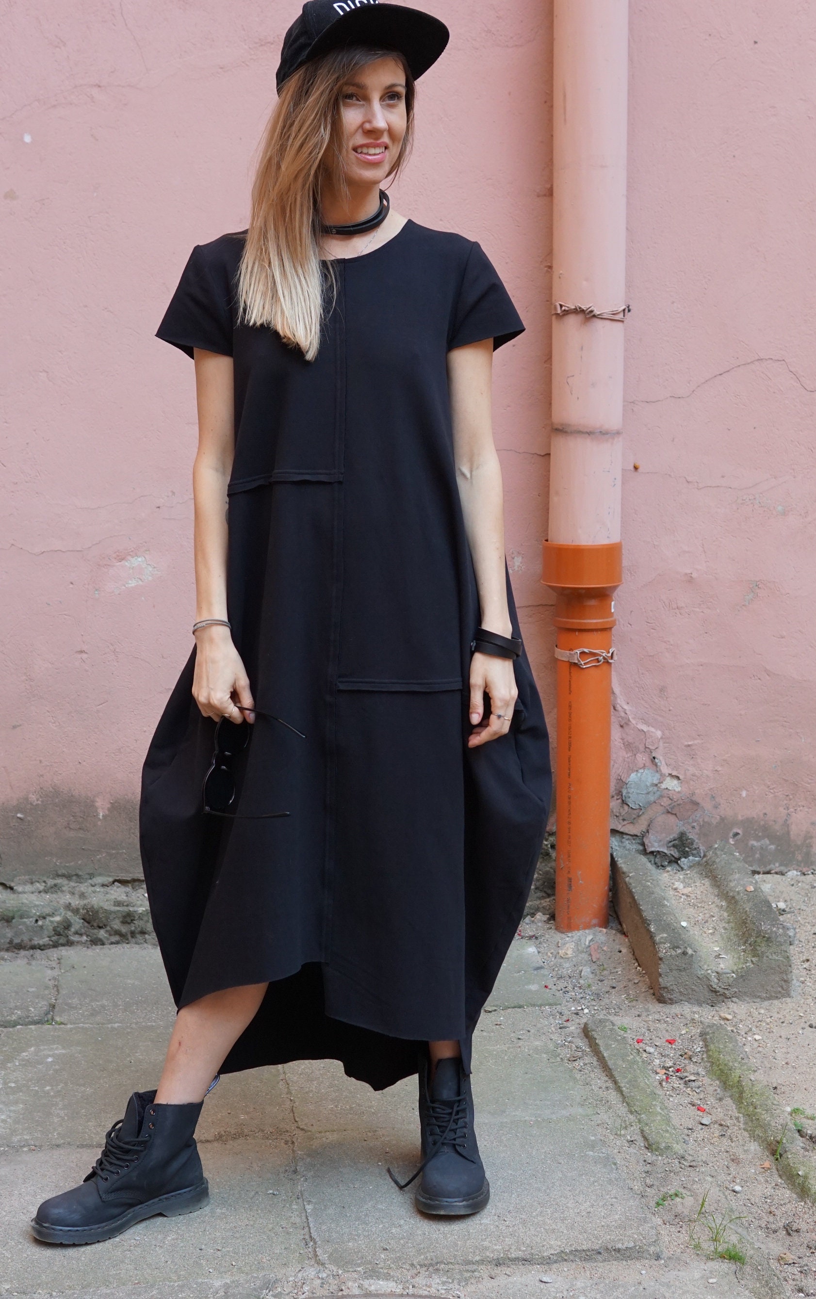 Sweatshirt / Dress / Black Dress / Long Dress / Cotton Dress Sweatshirt / Dress / Black Dress / Long Dress / Cotton Dress