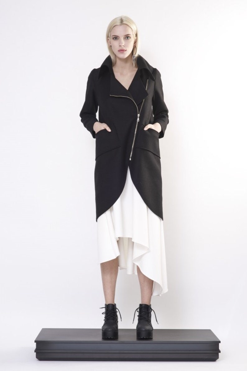 Frock coat / Wool coat / Coat women / Long coat / Black coat / Minimalist / Elegant coat / Wool fabric / Winter coat / Unisex / Plus size image 1
