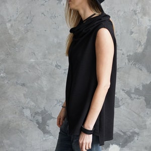 Black sleeveless jersey / Black summer t-shirt / Black festival t-shirt / Black shirt imagem 6