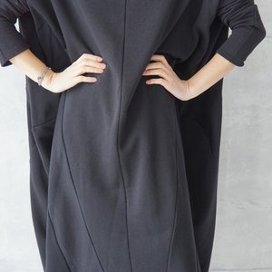 Jersey Dress Casual Dress Black Loose Tunic Sweatshirt Dress Cotton Dress Casual Wear Dress image 5