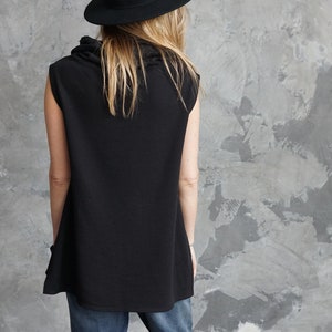 Black sleeveless jersey / Black summer t-shirt / Black festival t-shirt / Black shirt imagem 7