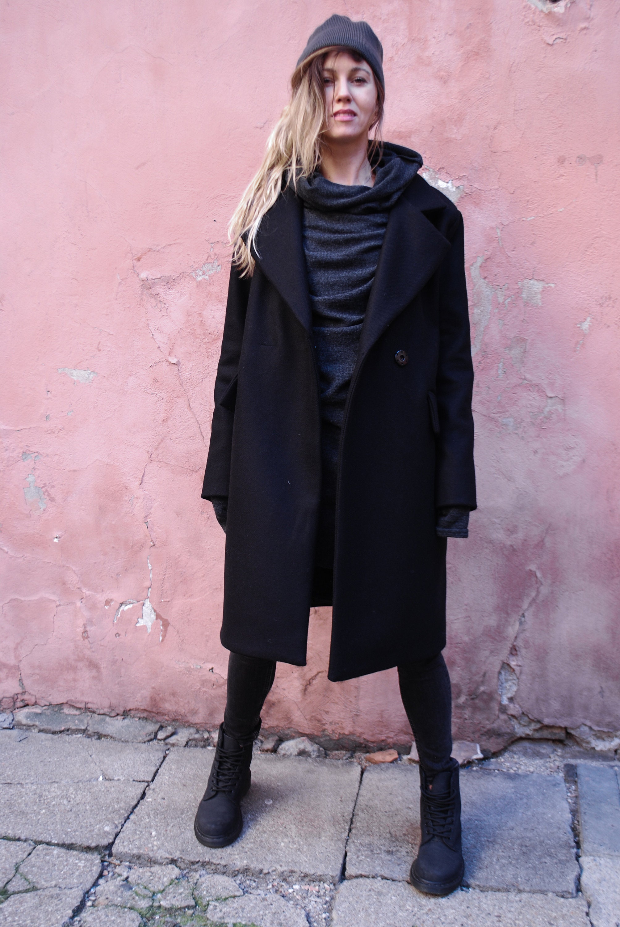 Oversized Black Wool Maxi Coat: Handmade Italian Winter Trench - Etsy