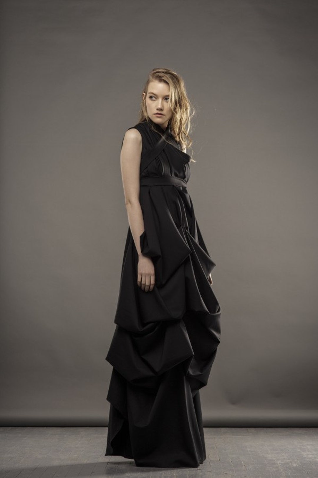 Black Wedding Dress / Evening Gown / Black Maxi Dress / Wedding Guest