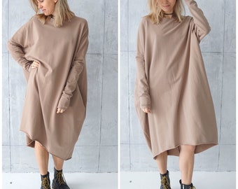 Sweatshirt Dress / Maternity Dress / Jersey Dress / Plus Size Clothing / Cotton Fleece Dress